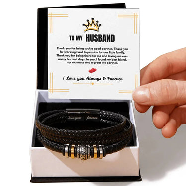 To My Husband - Love You Forever - Braided Bracelet - Gift Set - SLDDL0060 - Sunshine Letters Co